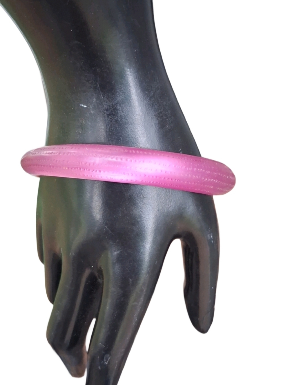 Vintage Mid-Century Lucite Pitted Bangle Bracelet Two-Tone Purple Yellow